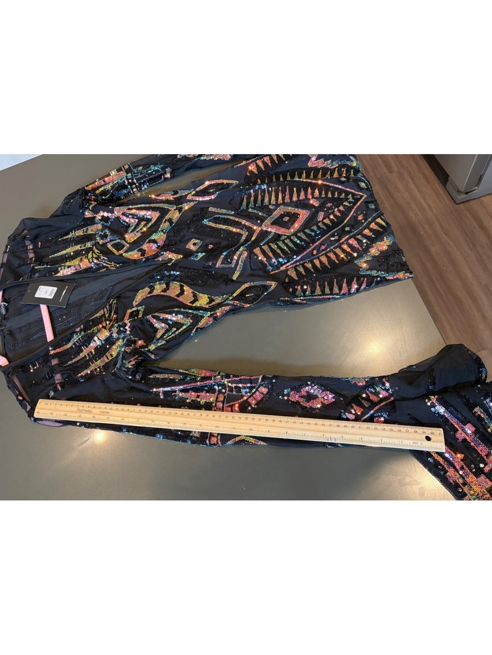 Fashion Nova Total Stand Out Sequin Mini Dress Black Multicolor Size L NWT - Picture 7 of 10